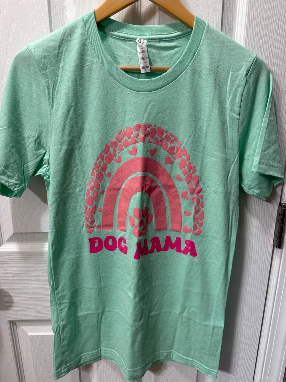 Bella Canvas Mint Green Tee with Pink Graphic - Dog Mama